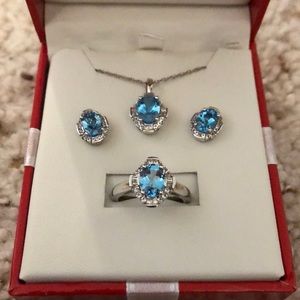 Sterling silver blue topaz jewelry set